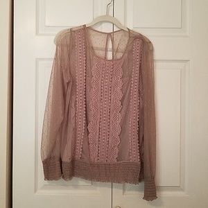 Tan lace dress shirt